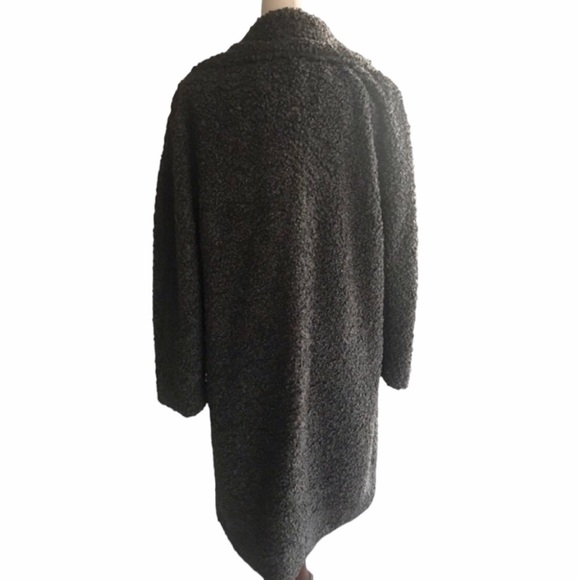 NVLT Boucle Teddy Coat Large Olive Dark Grey Brown Minimalist Neutral New - Picture 5 of 10